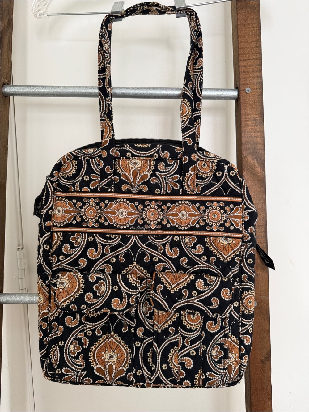Vera Bradley Black and Brown Paisley Quilted Tote